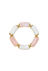 21Jewelz Statement armband van lange kralen met gouden details - marmer ecru/roze