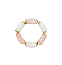 21Jewelz Statement armband van lange kralen met gouden details - marmer ecru/roze