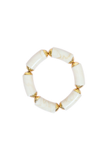 21Jewelz Statement armband van lange kralen met gouden details - marmer ecru
