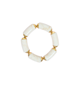 21Jewelz Statement armband van lange kralen met gouden details - marmer ecru