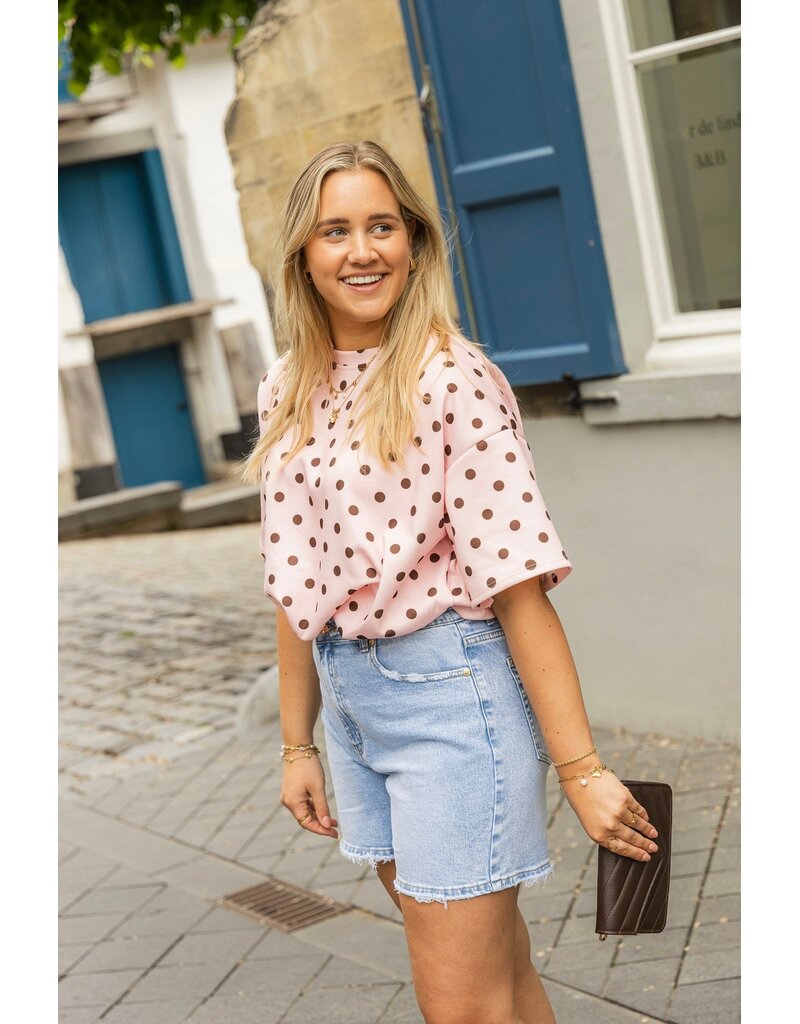 21Jewelz Cropped shirt met stippen - roze