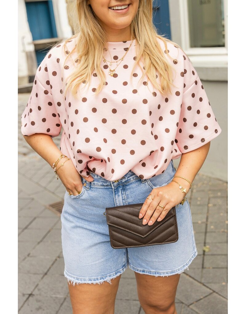 21Jewelz Cropped shirt met stippen - roze