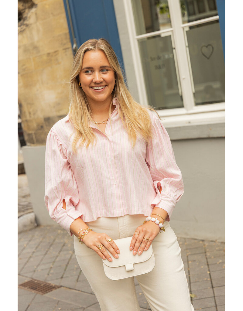 21Jewelz Blouse met meerkleurige streepjes - roze