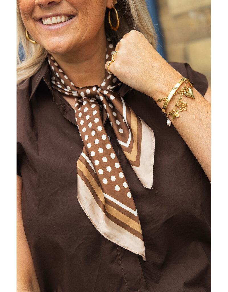 21Jewelz Sjaaltje met bolletjes print - bruin