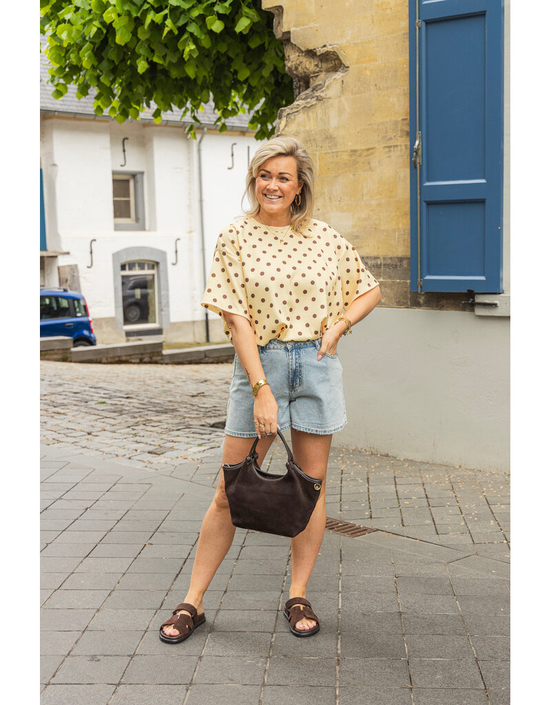 21Jewelz Cropped shirt met stippen - geel