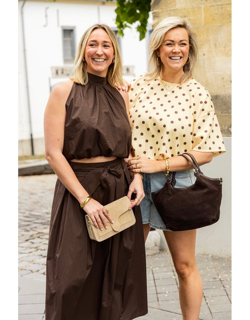 21Jewelz Cropped shirt met stippen - geel