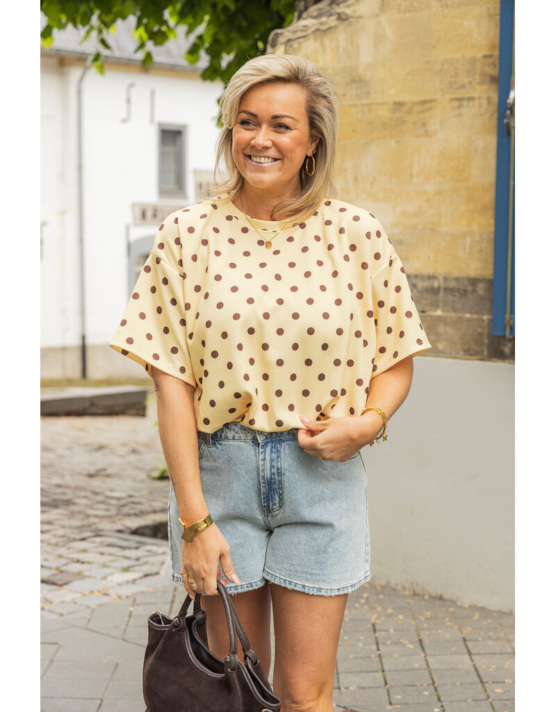 21Jewelz Cropped shirt met stippen - geel