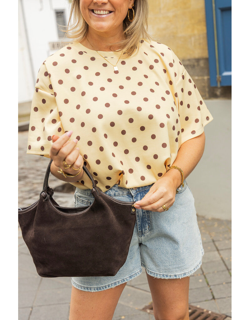 21Jewelz Cropped shirt met stippen - geel