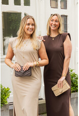 21Jewelz Lange jurk met schoudervulling - donker beige