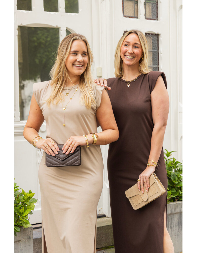 21Jewelz Lange jurk met schoudervulling - donker beige