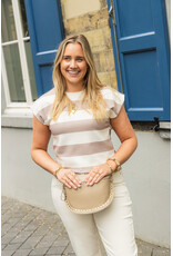 21Jewelz Top gestreept - taupe/wit