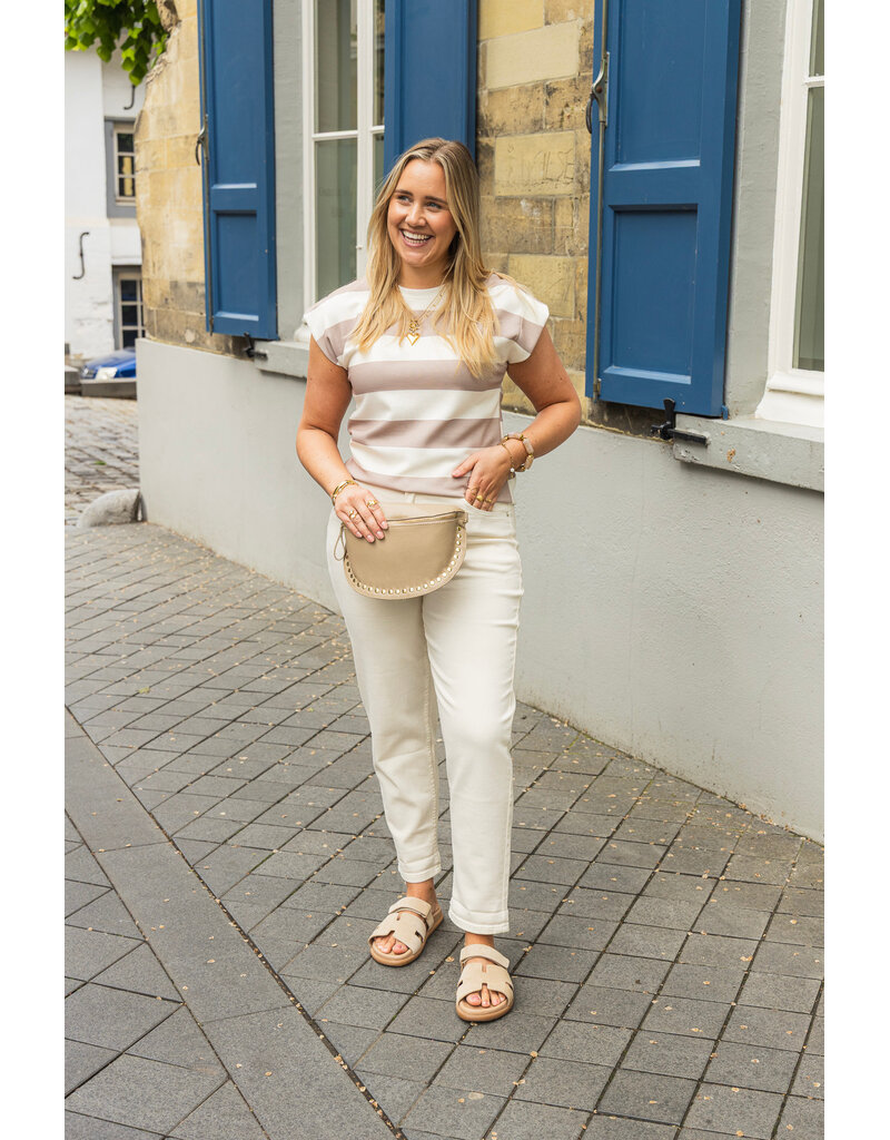 21Jewelz Top gestreept - taupe/wit