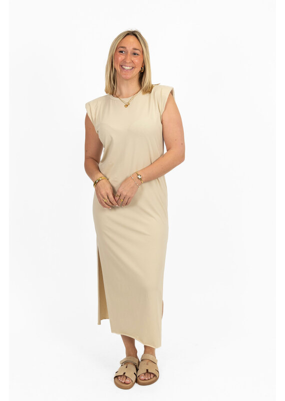 21Jewelz Lange jurk met schoudervulling - licht beige