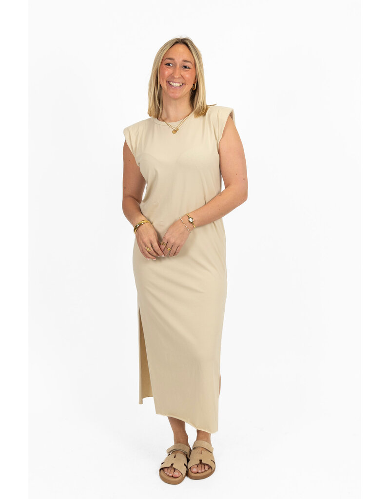 21Jewelz Lange jurk met schoudervulling - licht beige