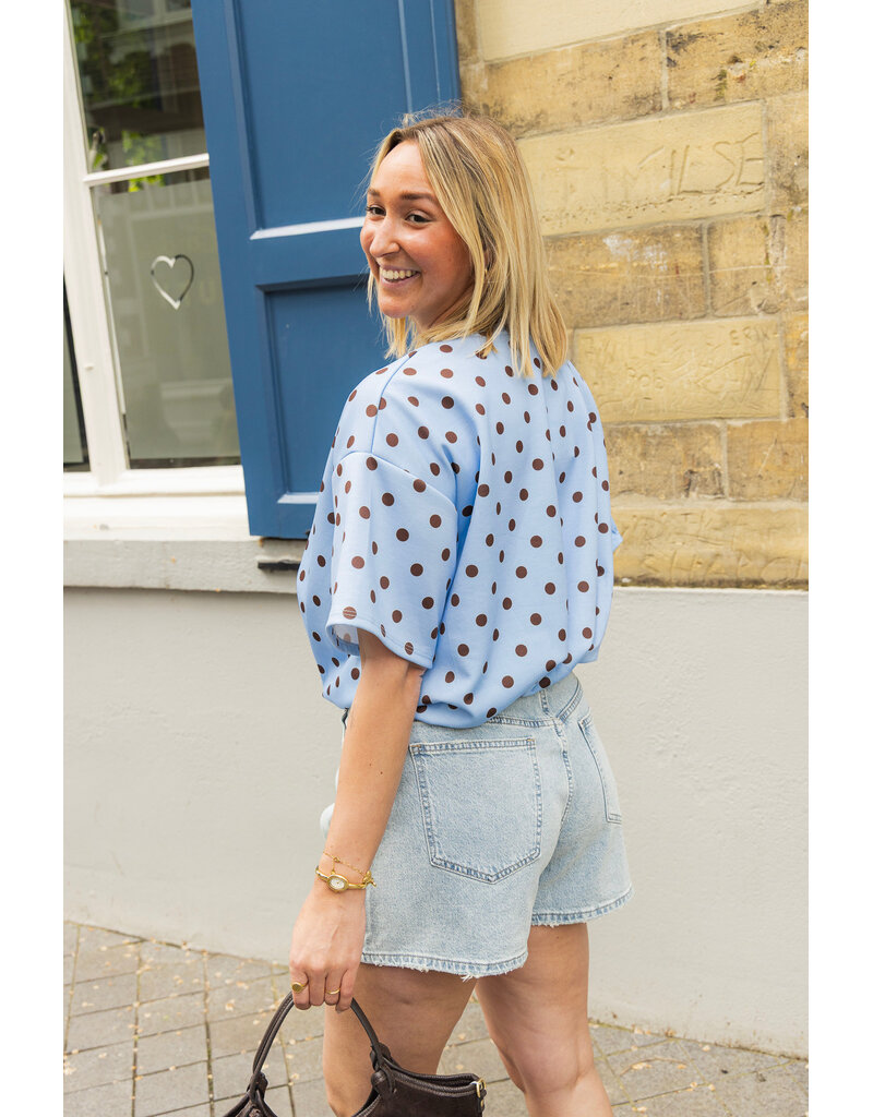 21Jewelz Cropped shirt met stippen - blauw