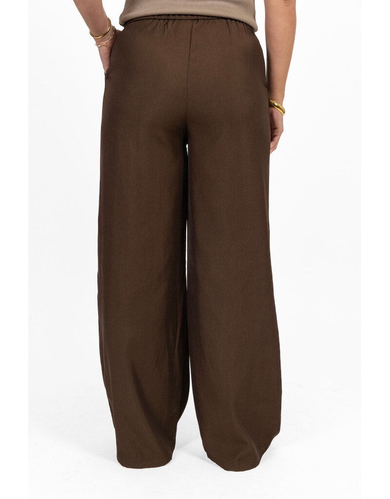 21Jewelz Effen pantalon met elastiek - donkerbruin