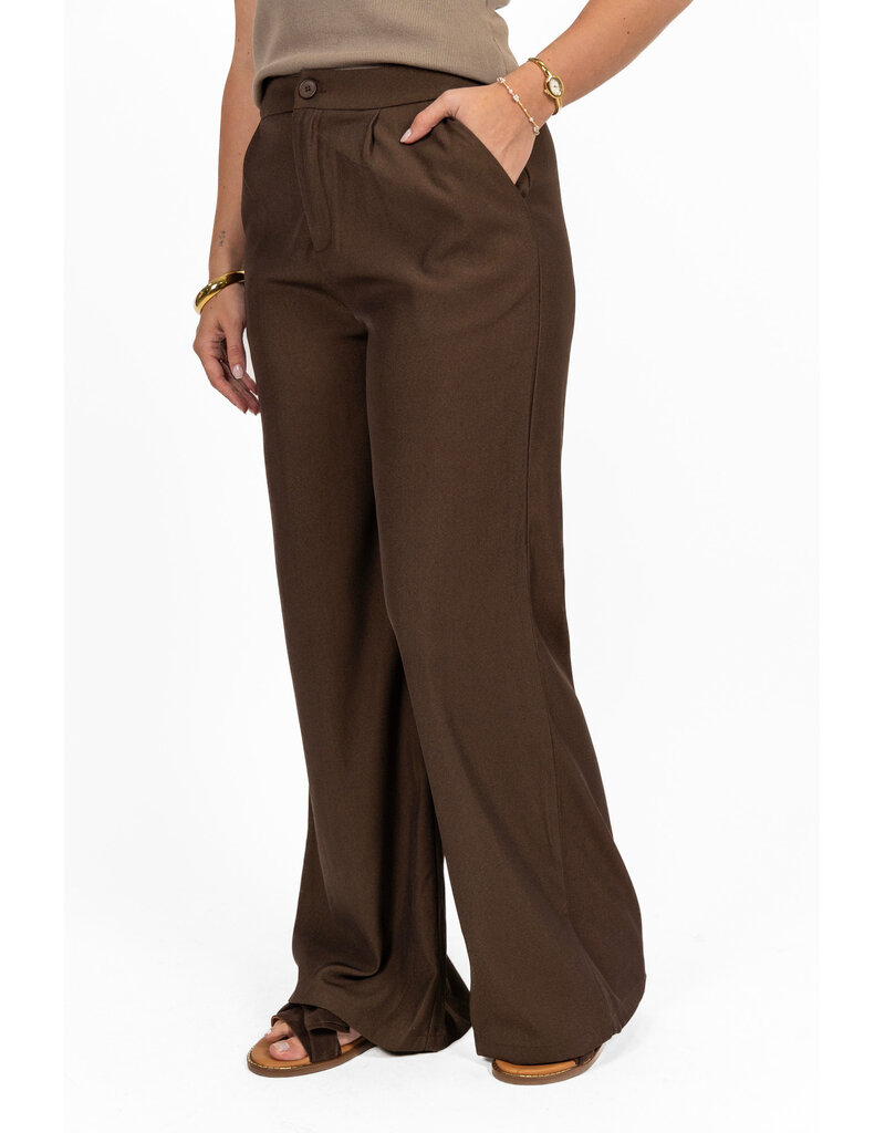 21Jewelz Effen pantalon met elastiek - donkerbruin