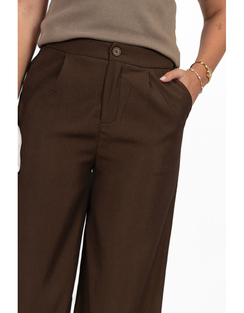 21Jewelz Effen pantalon met elastiek - donkerbruin