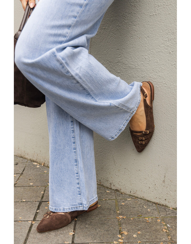 21Jewelz Wide leg jeans met lichte wassing - blauw