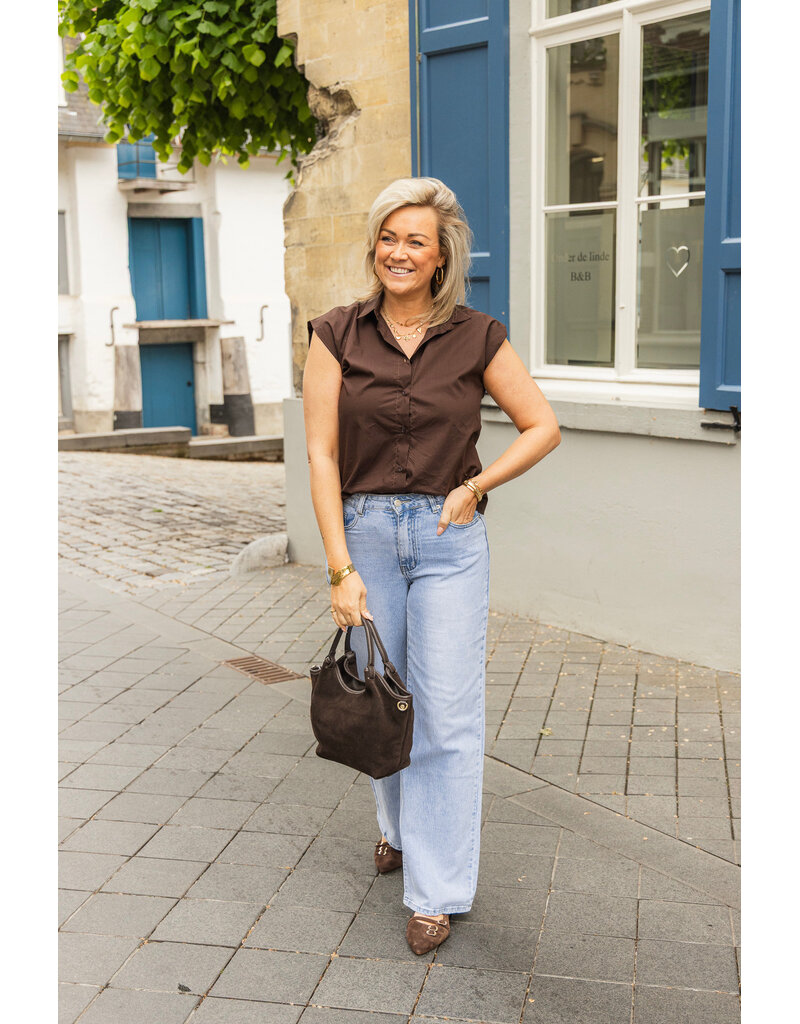 21Jewelz Wide leg jeans met lichte wassing - blauw