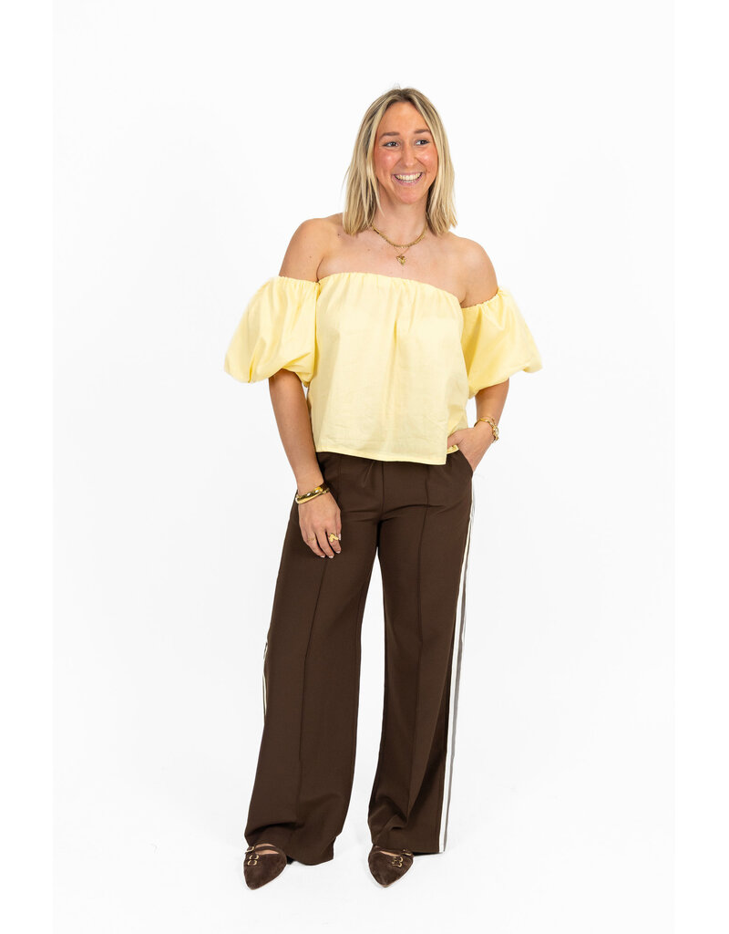 21Jewelz Off shoulder pofmouw blouse - geel