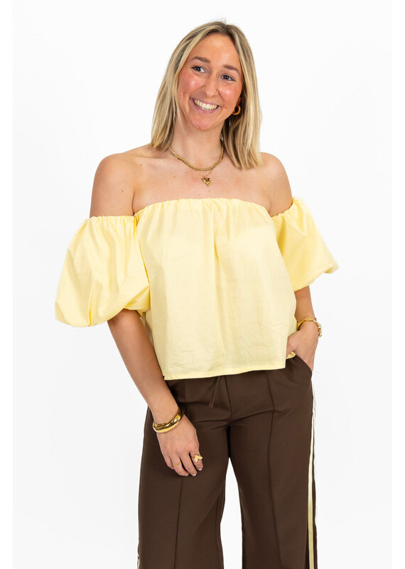 21Jewelz Off shoulder pofmouw blouse - geel