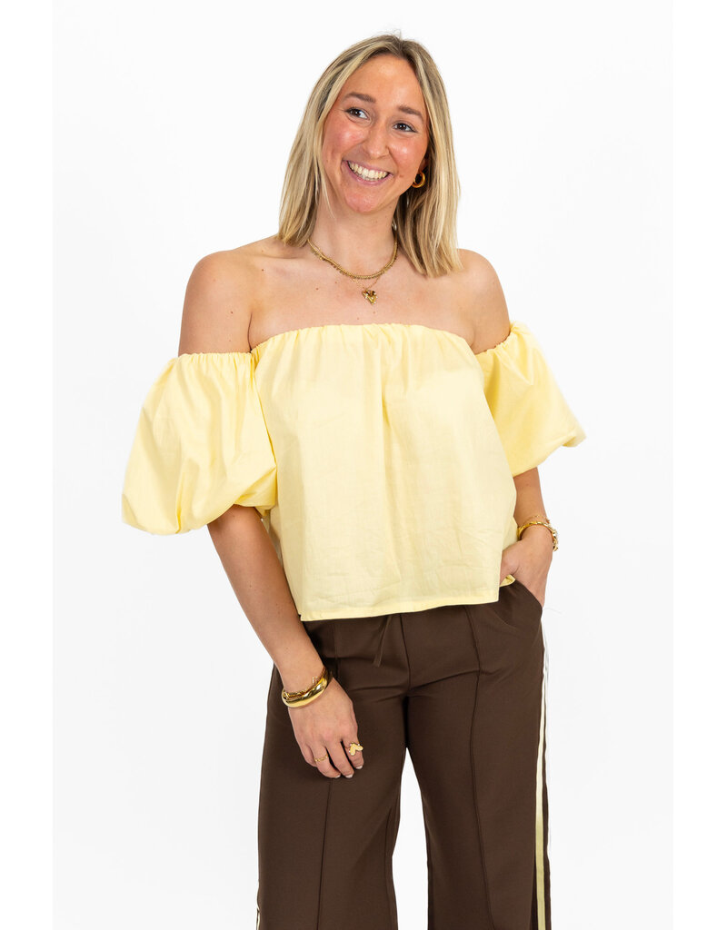 21Jewelz Off shoulder pofmouw blouse - geel