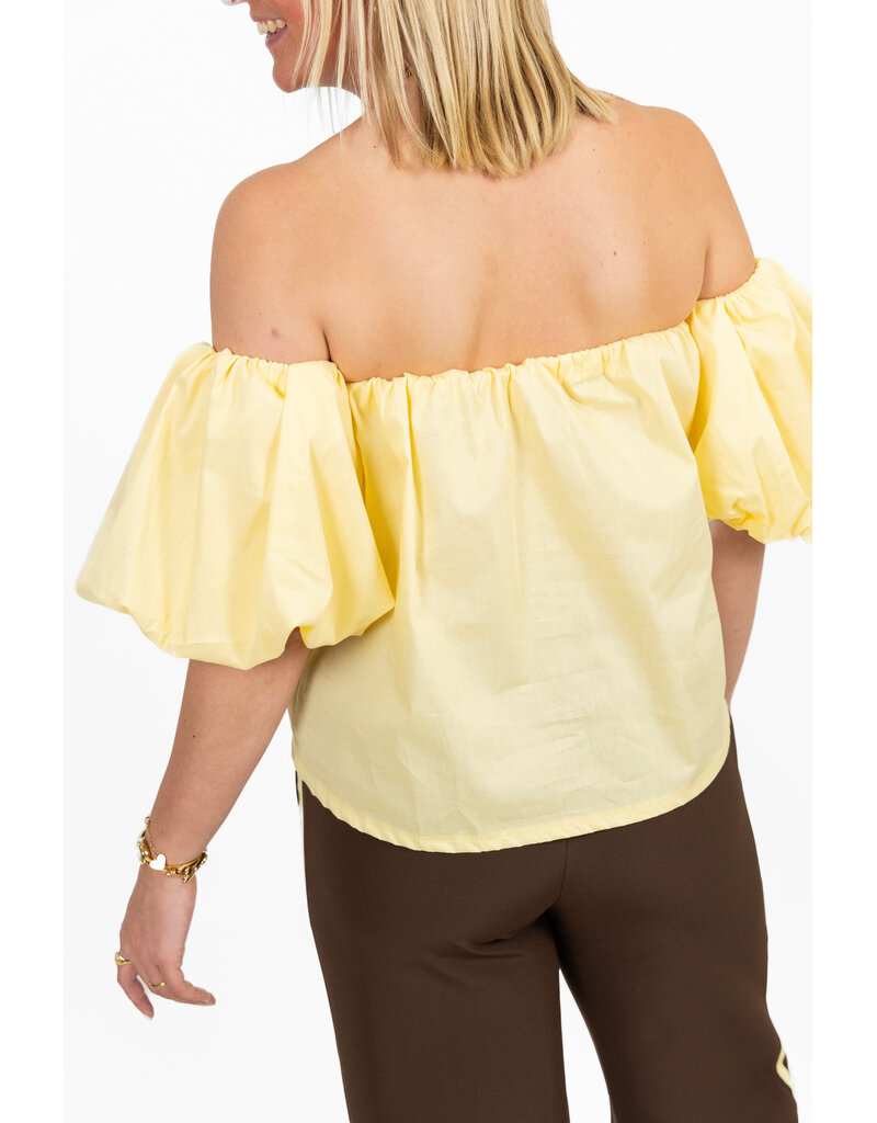 21Jewelz Off shoulder pofmouw blouse - geel