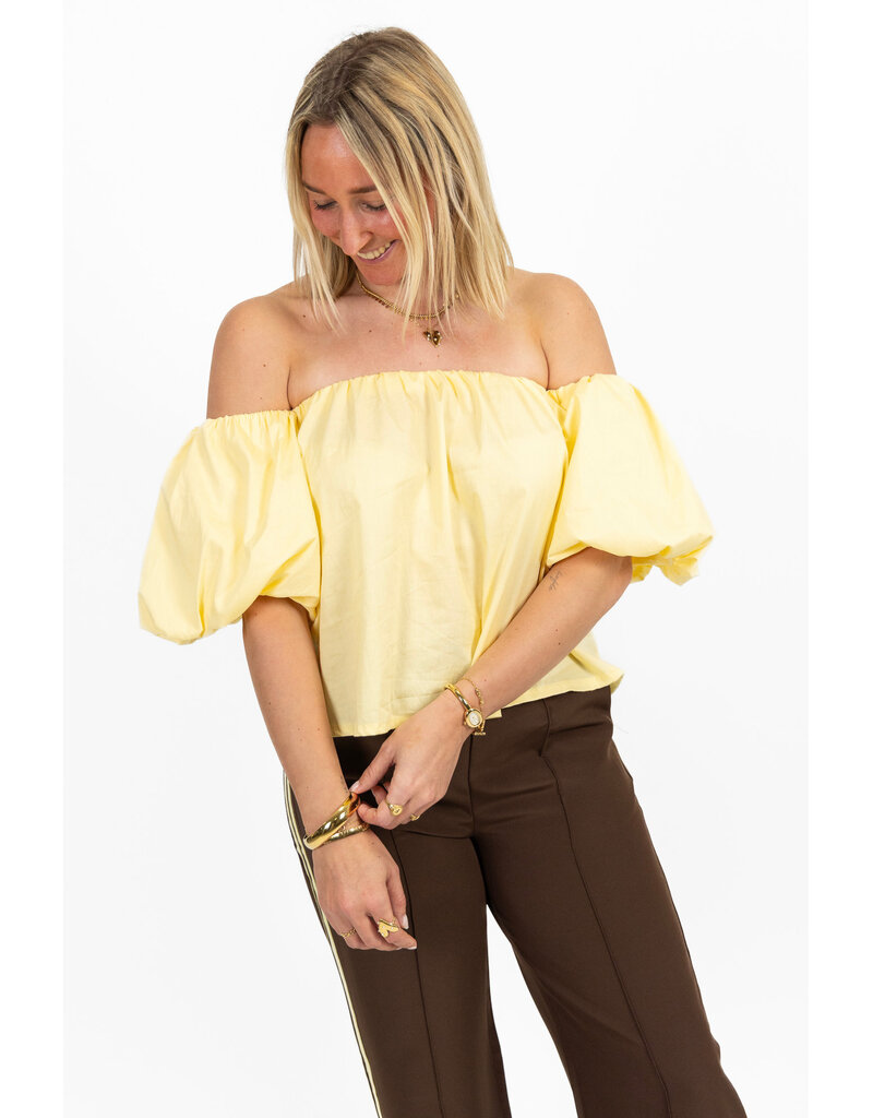 21Jewelz Off shoulder pofmouw blouse - geel
