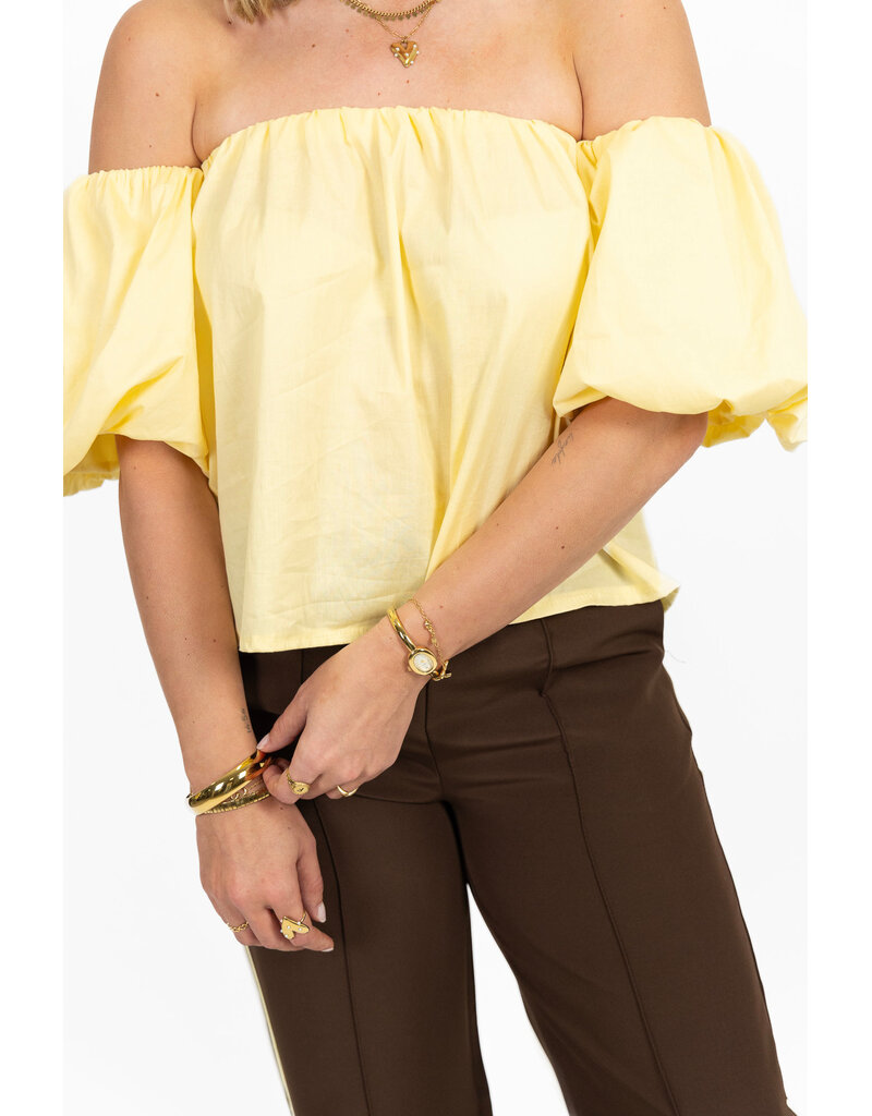 21Jewelz Off shoulder pofmouw blouse - geel