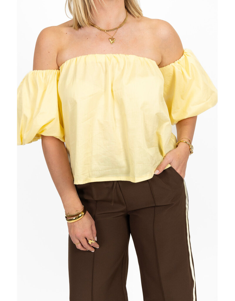 21Jewelz Off shoulder pofmouw blouse - geel