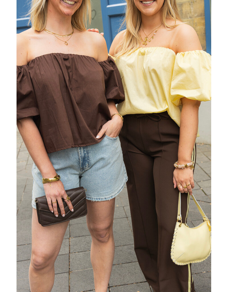 21Jewelz Off shoulder pofmouw blouse - geel