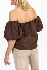 21Jewelz Off shoulder pofmouw blouse - bruin