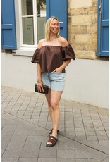 21Jewelz Off shoulder pofmouw blouse - bruin