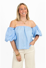21Jewelz Off shoulder pofmouw blouse - blauw