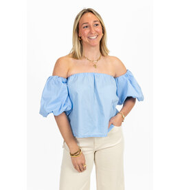 21Jewelz Off shoulder pofmouw blouse - blauw