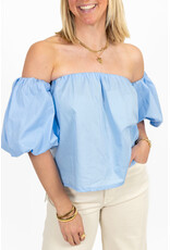 21Jewelz Off shoulder pofmouw blouse - blauw