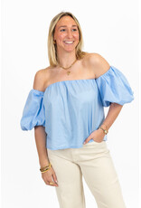 21Jewelz Off shoulder pofmouw blouse - blauw