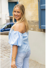 21Jewelz Off shoulder pofmouw blouse - blauw