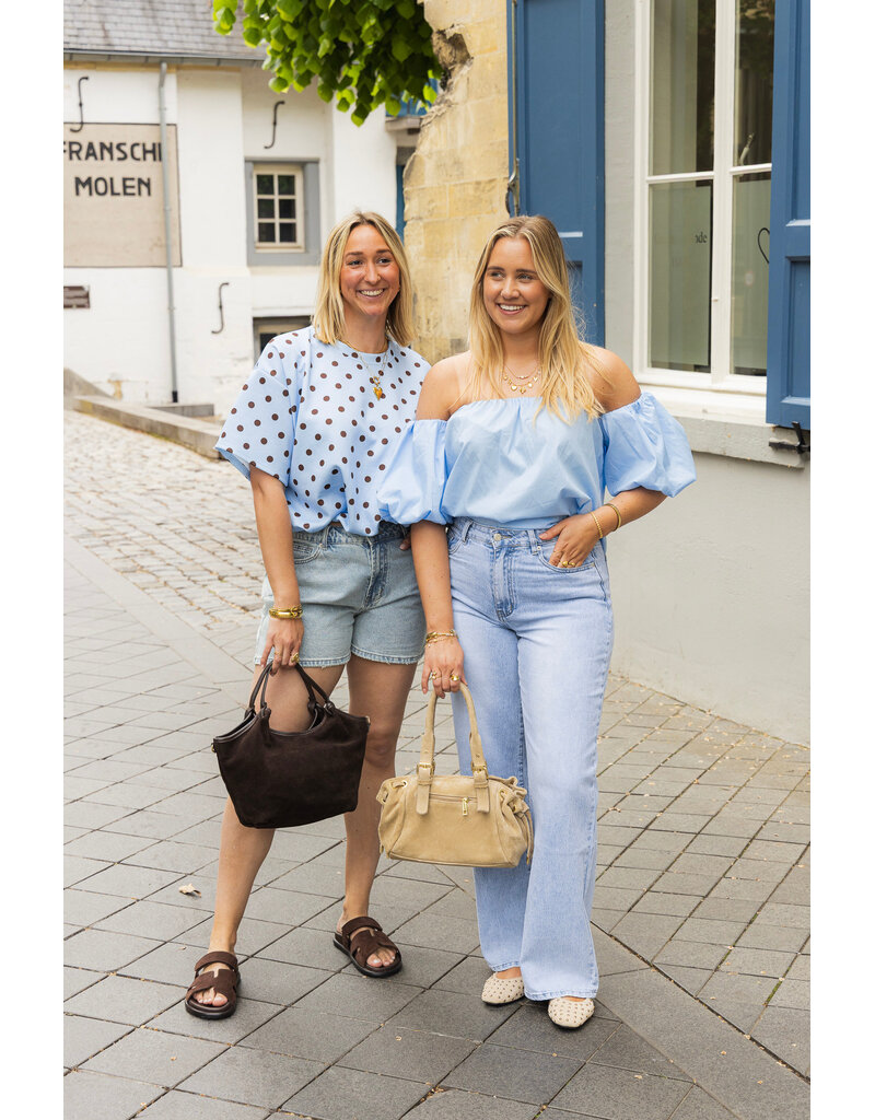 21Jewelz Off shoulder pofmouw blouse - blauw