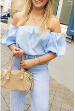 21Jewelz Off shoulder pofmouw blouse - blauw