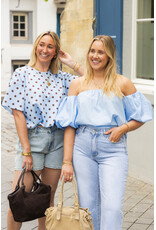 21Jewelz Off shoulder pofmouw blouse - blauw