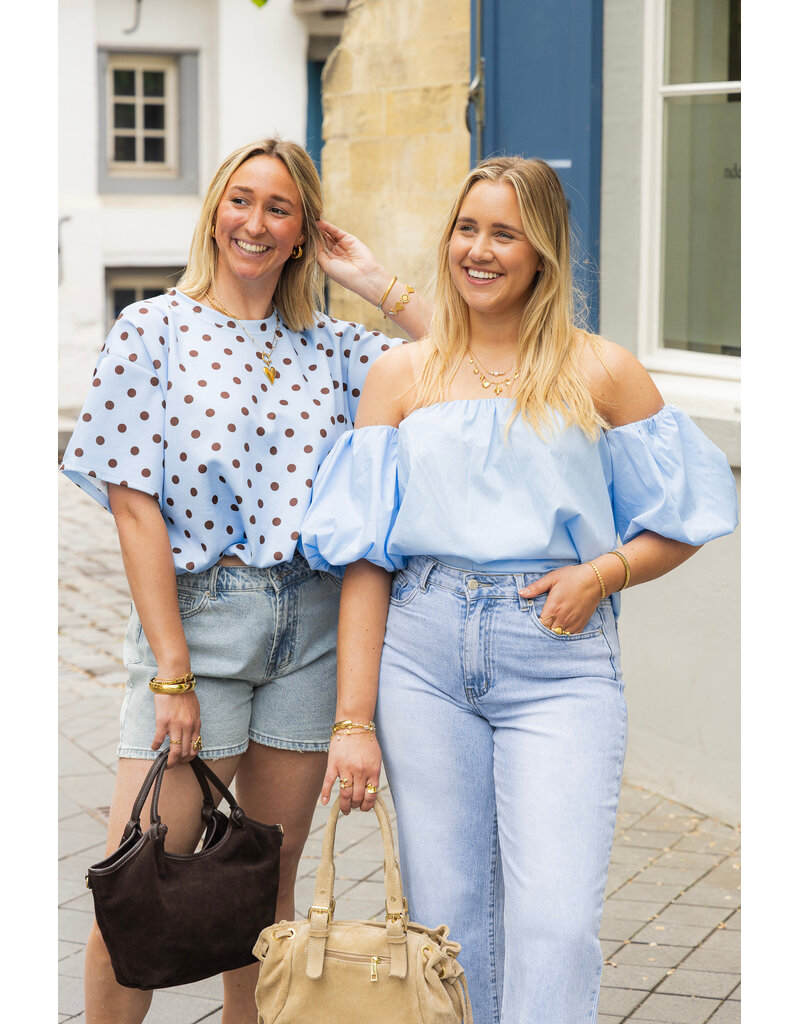 21Jewelz Off shoulder pofmouw blouse - blauw
