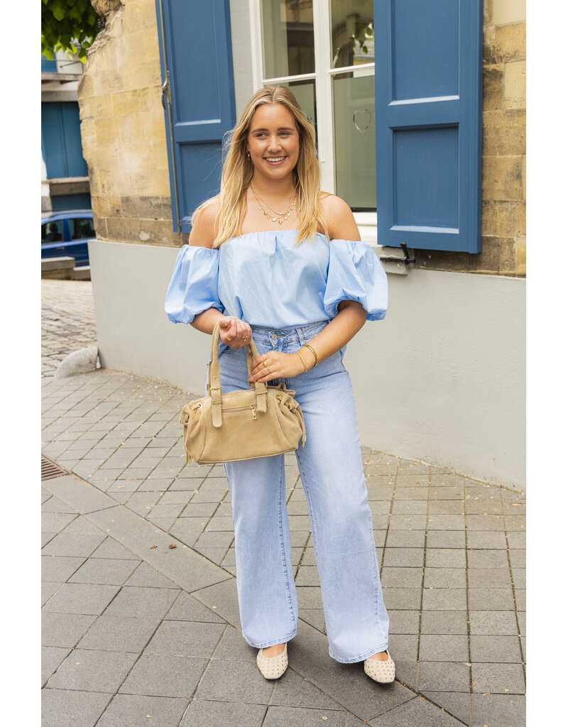21Jewelz Off shoulder pofmouw blouse - blauw