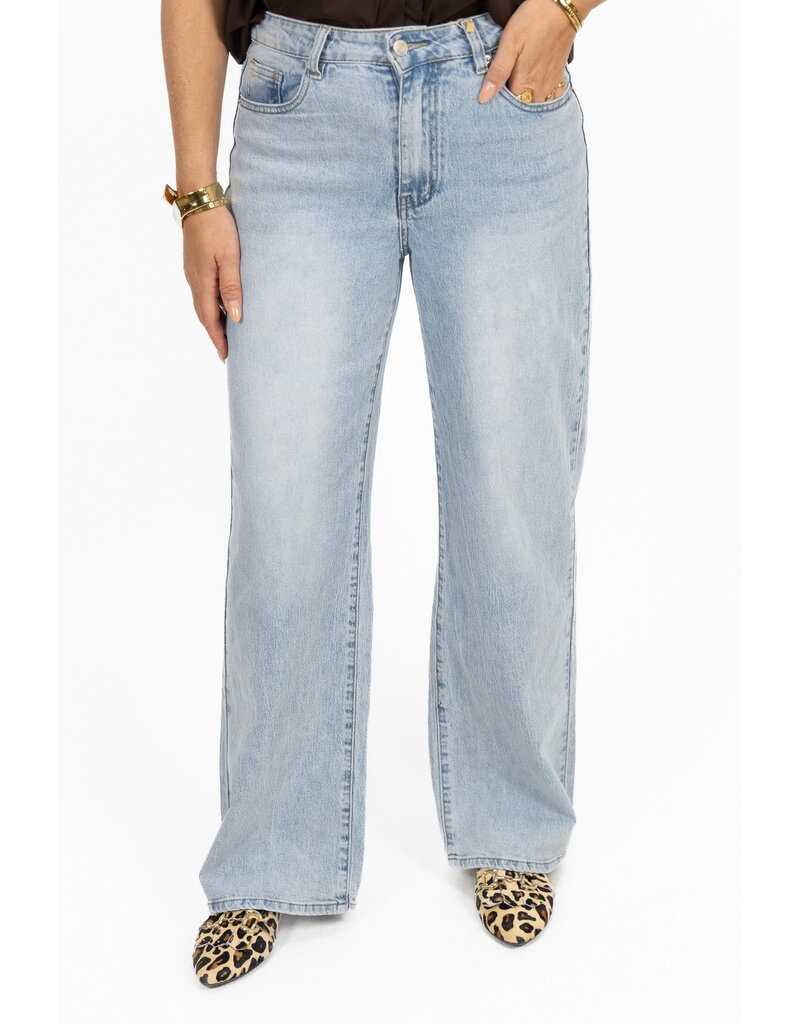 21Jewelz Wide leg jeans met lichte wassing - blauw