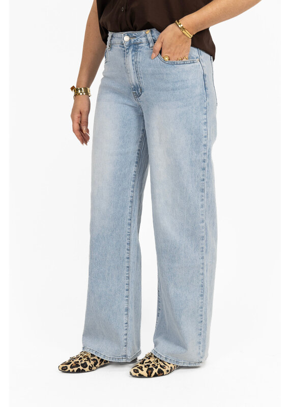 21Jewelz Wide leg jeans met lichte wassing - blauw