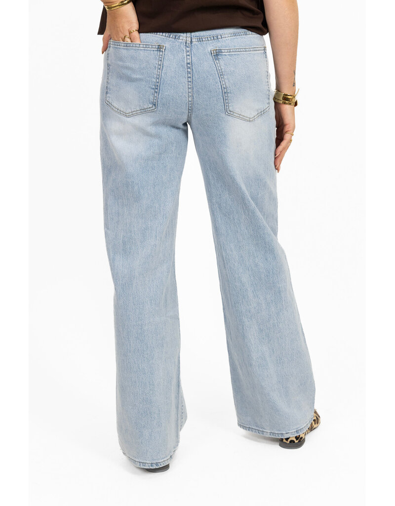21Jewelz Wide leg jeans met lichte wassing - blauw