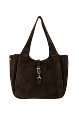 21Jewelz Luxe suede shopper met gouden details - suede bruin