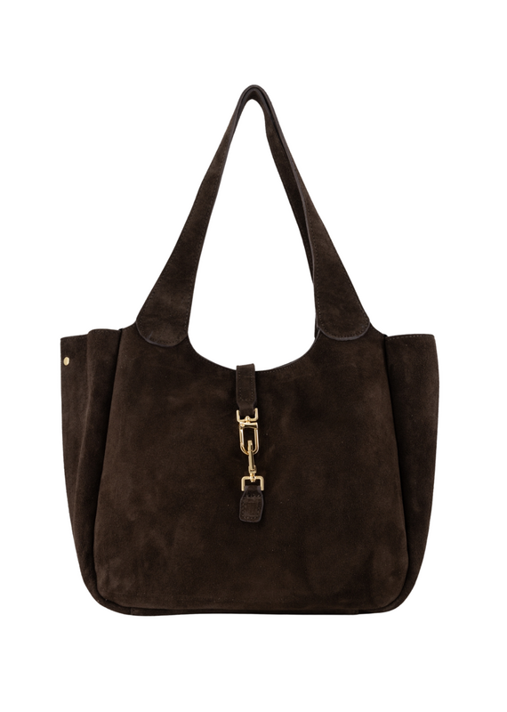 21Jewelz Luxe suede shopper met gouden details - suede bruin