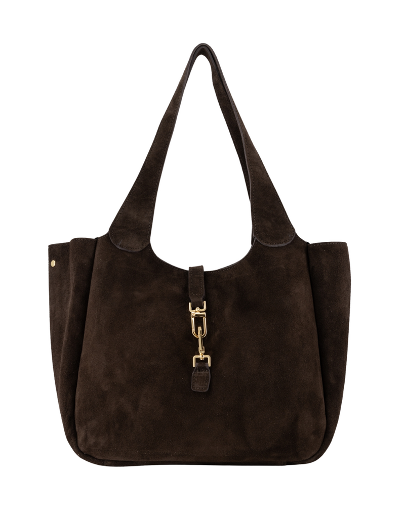 21Jewelz Luxe suede shopper met gouden details - suede bruin